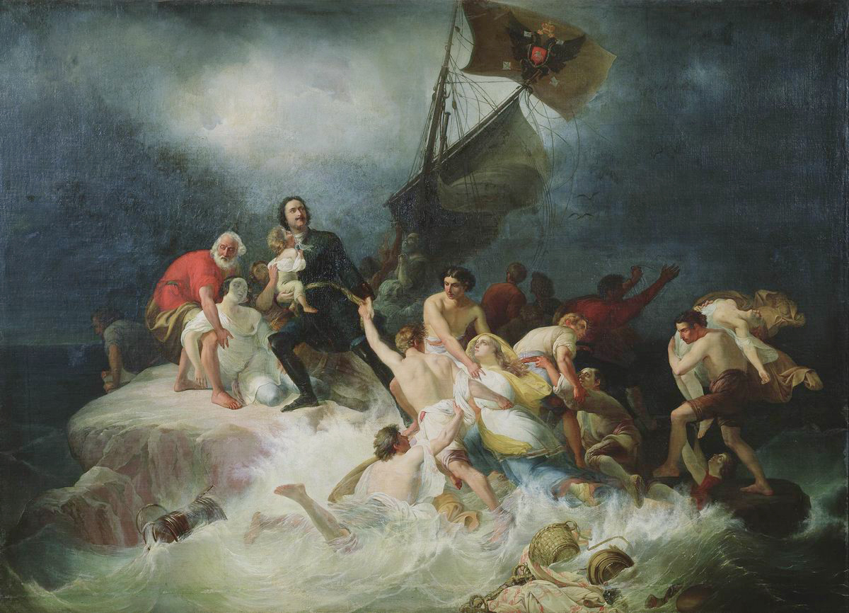 Шамшин. Петр Великий спасает утопающих на Лахте. 1844