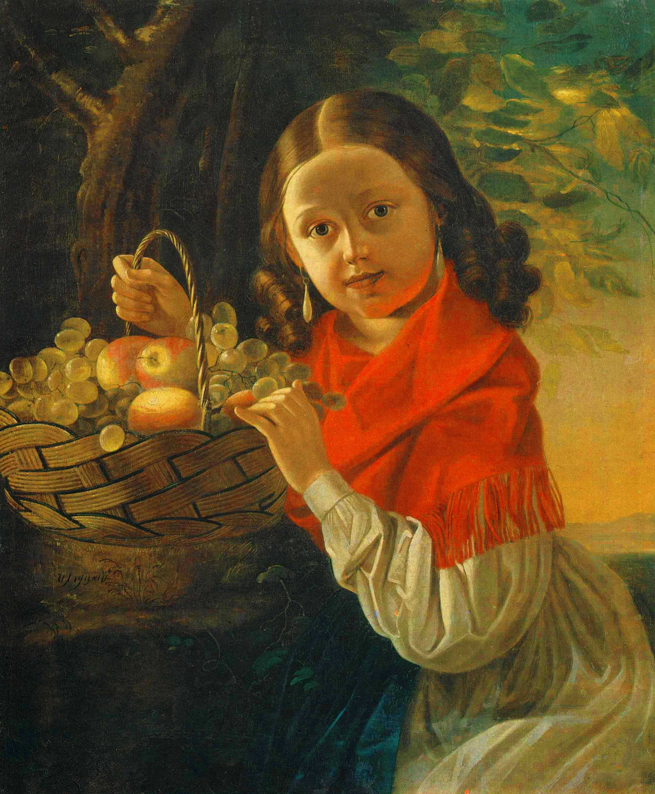 Хруцкий. Девочка с фруктами. 1850-е