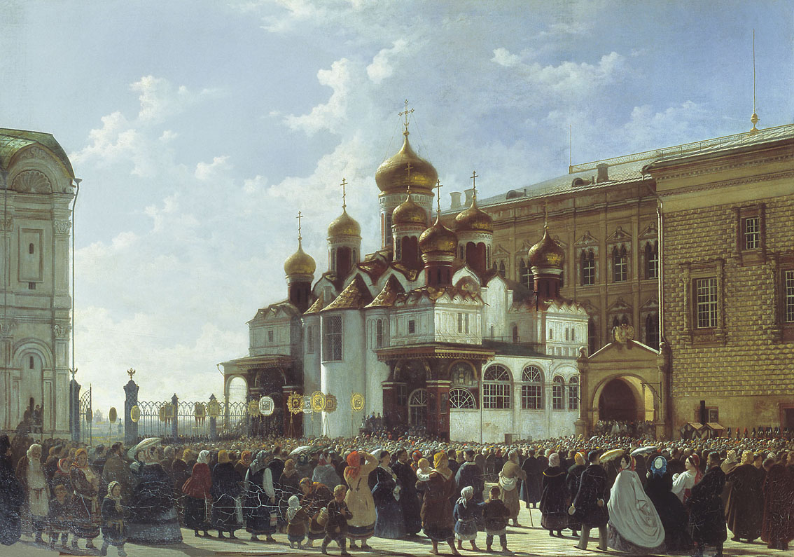 Бодри. Крестный ход у Благовещенского собора в Московском Кремле. 1860