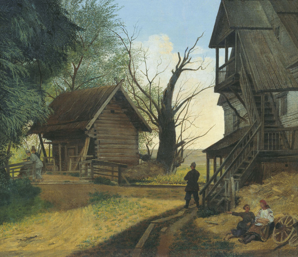Бодри. Сельский пейзаж с крестьянами. 1845