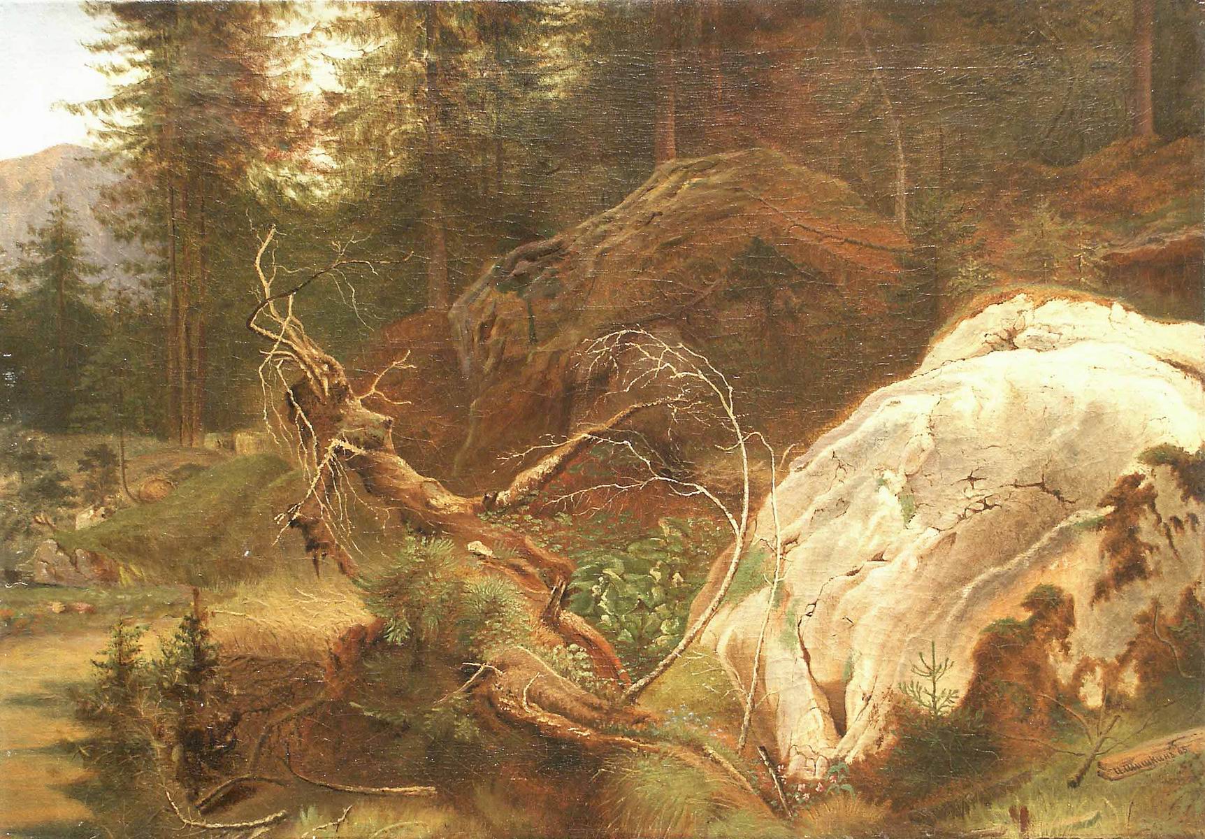 Шишкин. Камни в лесу. 1865