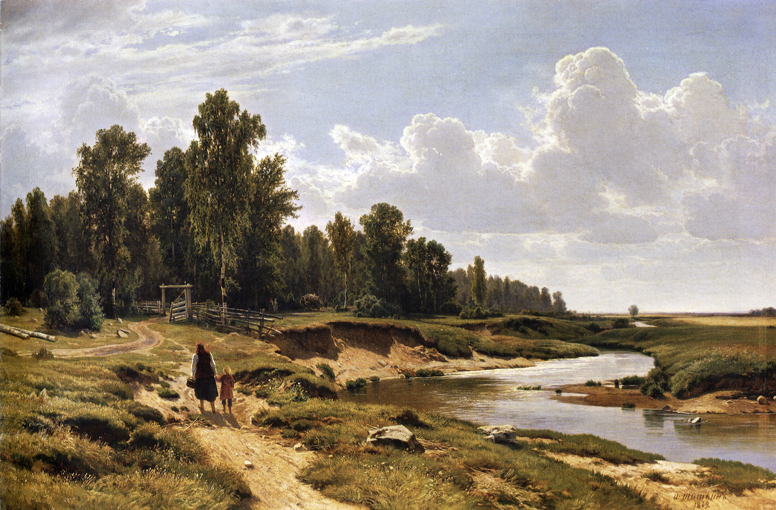 Шишкин. Речка Лиговка в деревне Константиновка близ Петербурга. 1869