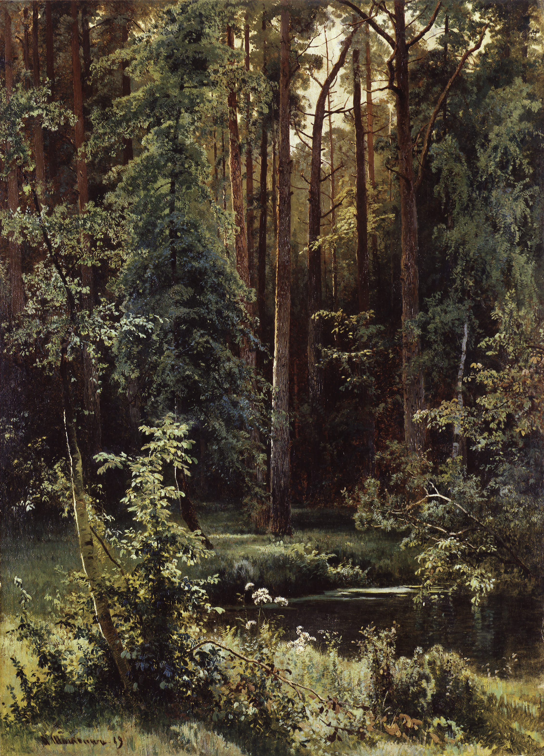 Шишкин. Пейзаж с лесным озером. 1889