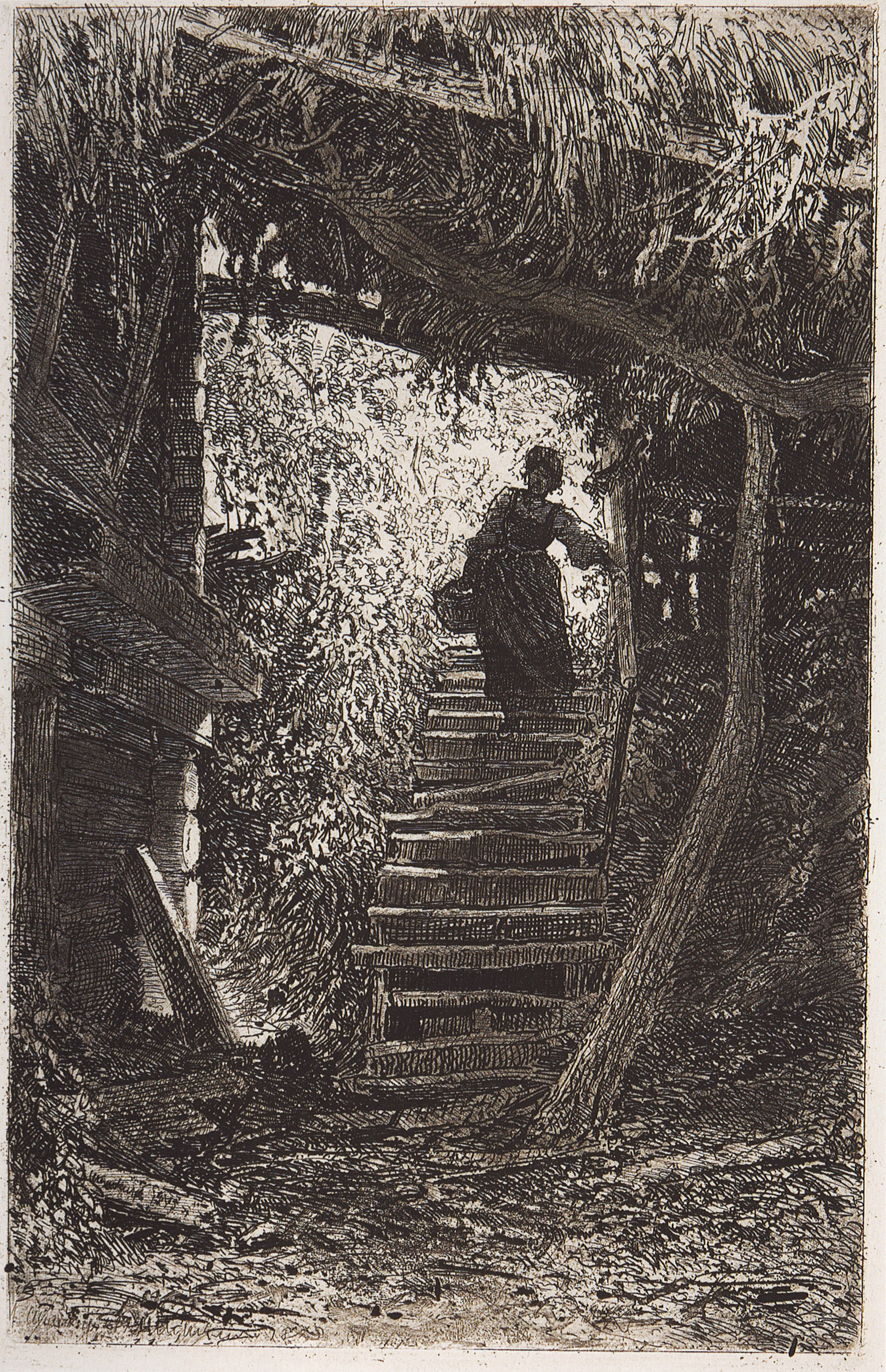 Шишкин. Крестьянка, сходящая с лестницы. 1875