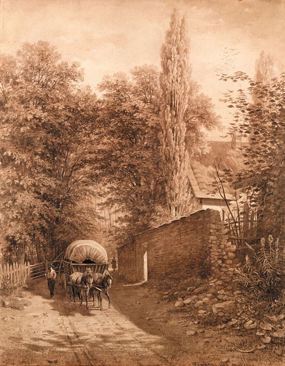 Шишкин. Домик в лесу (Пейзаж с фургоном). 1863