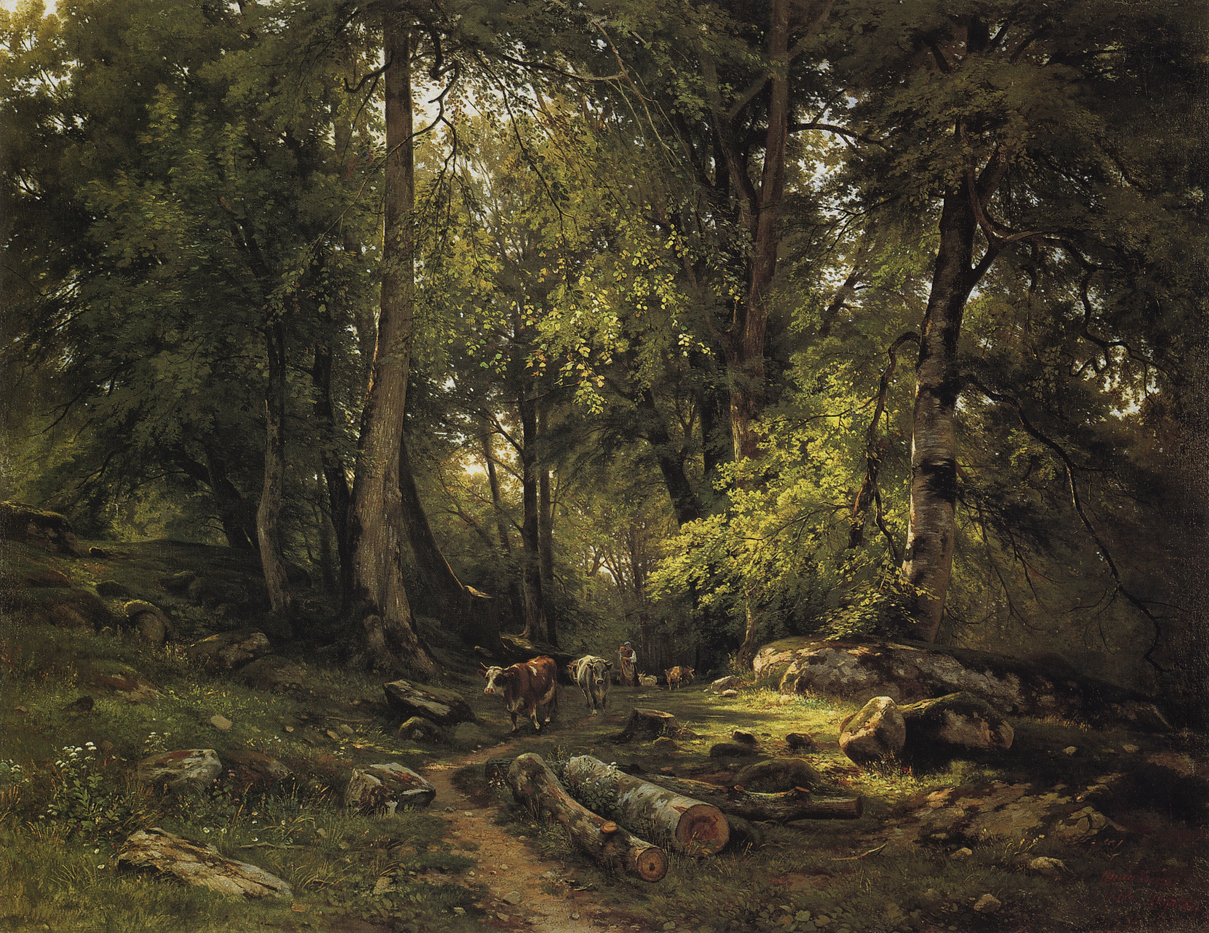 Шишкин. Стадо в лесу. 1864