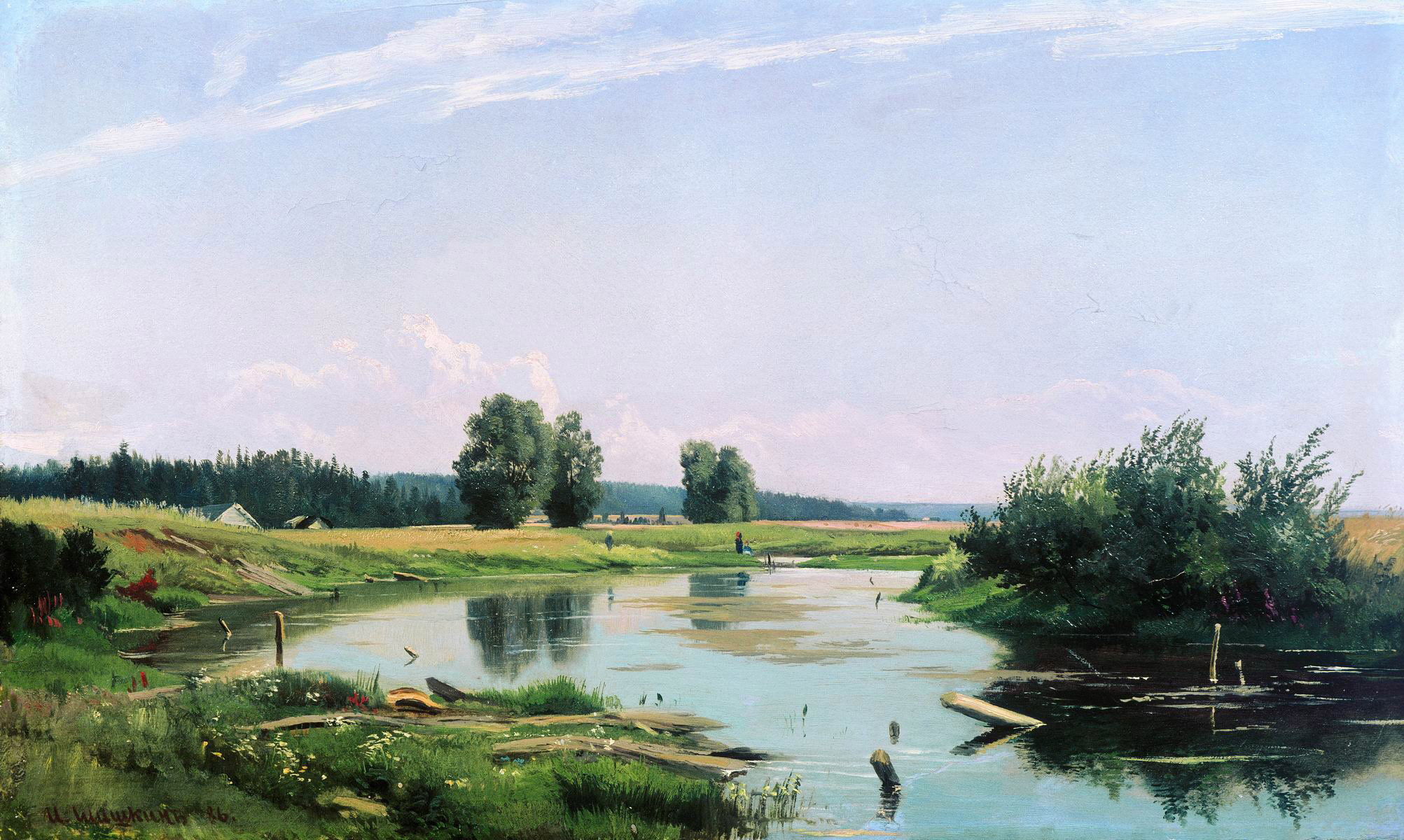 Шишкин. Пейзаж с озером. 1886