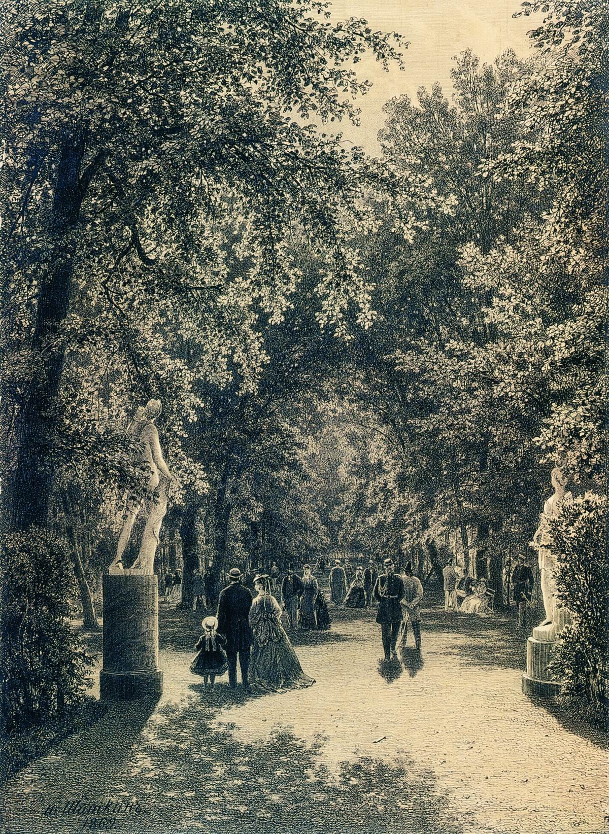 Шишкин. Аллея Летнего сада в Петербурге. 1869