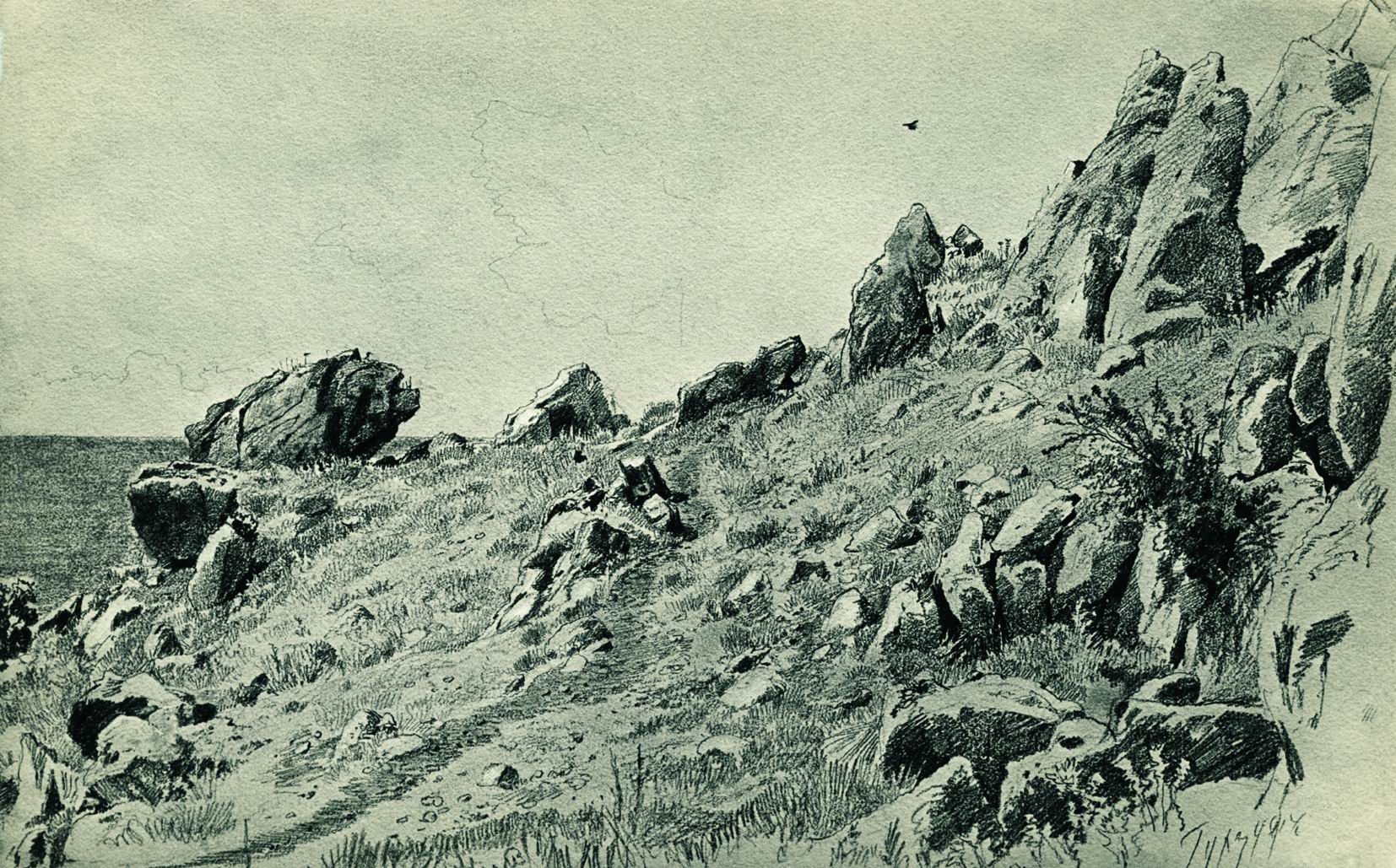Шишкин. Скалы на берегу моря. Гурзуф. 1879