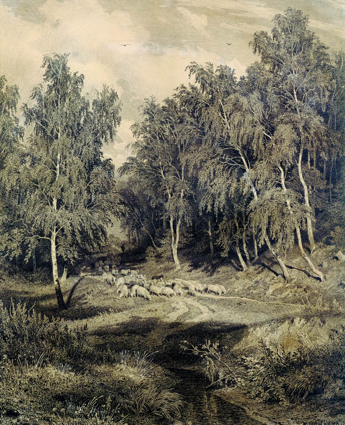 Шишкин. Пейзаж с гуртом овец. 1870-е