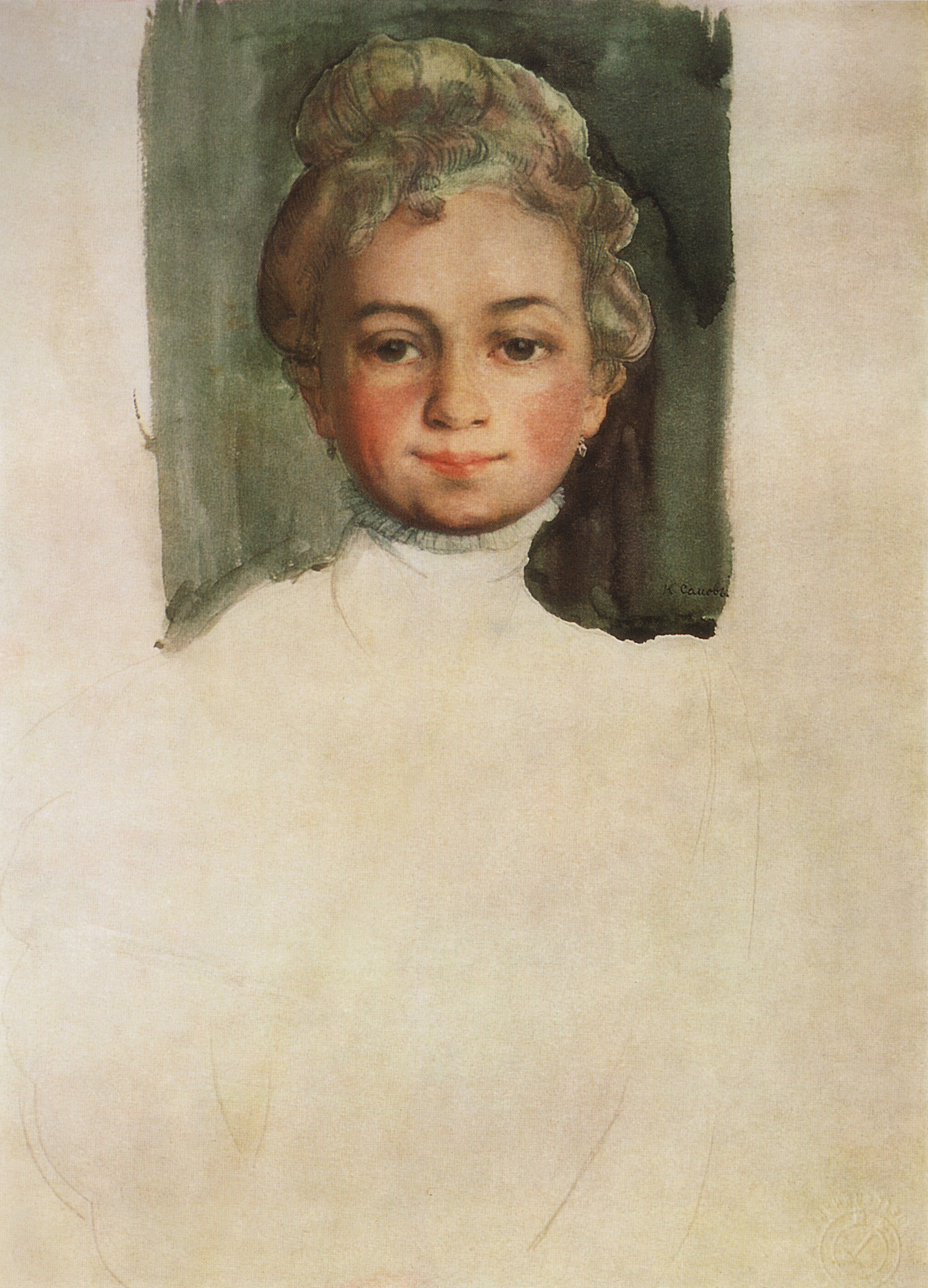 Сомов. Голова девушки (Е.Е.Владимирская). 1908