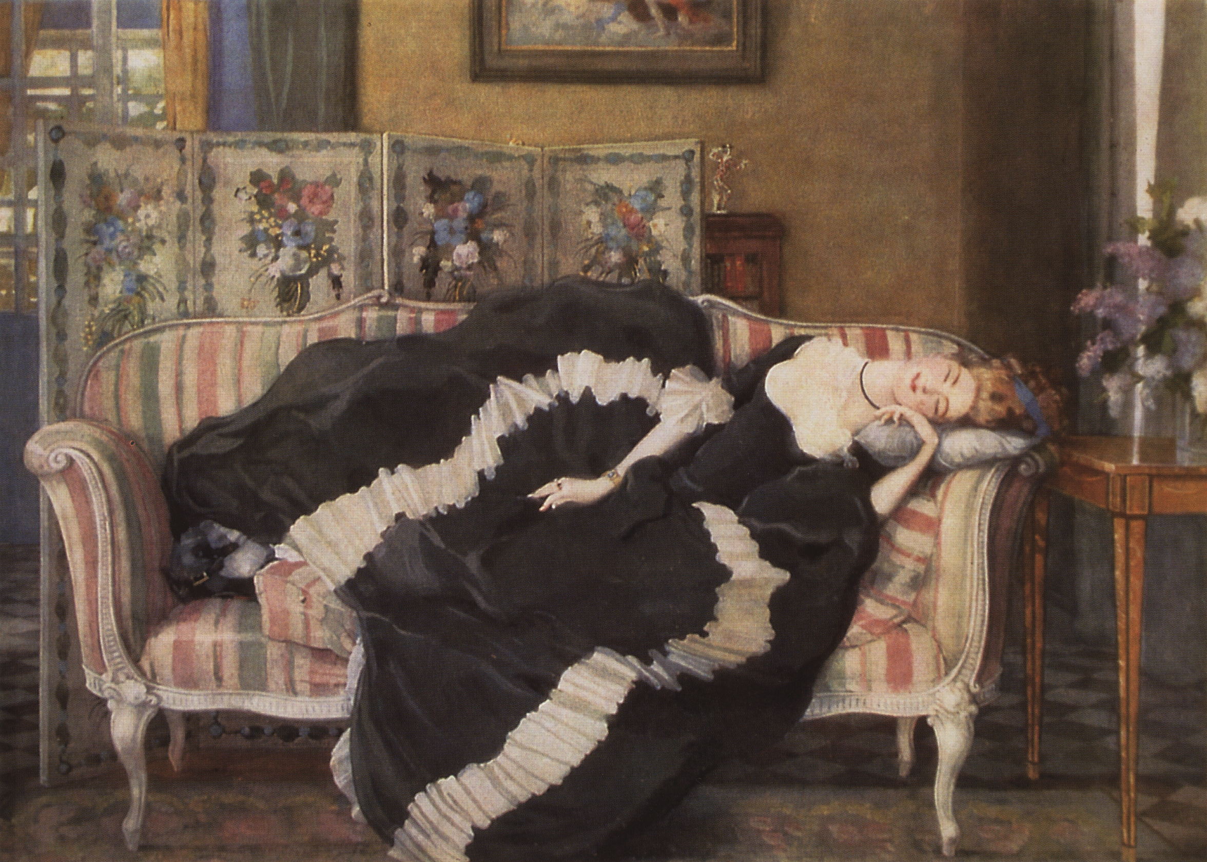 Сомов. Спящая молодая женщина. 1909