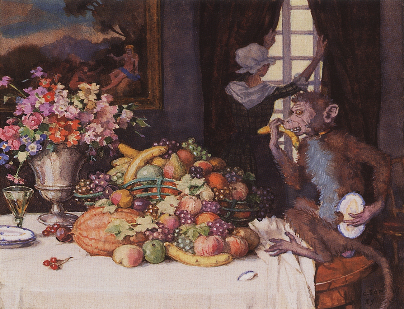 Сомов. Жадная обезьянка. 1929