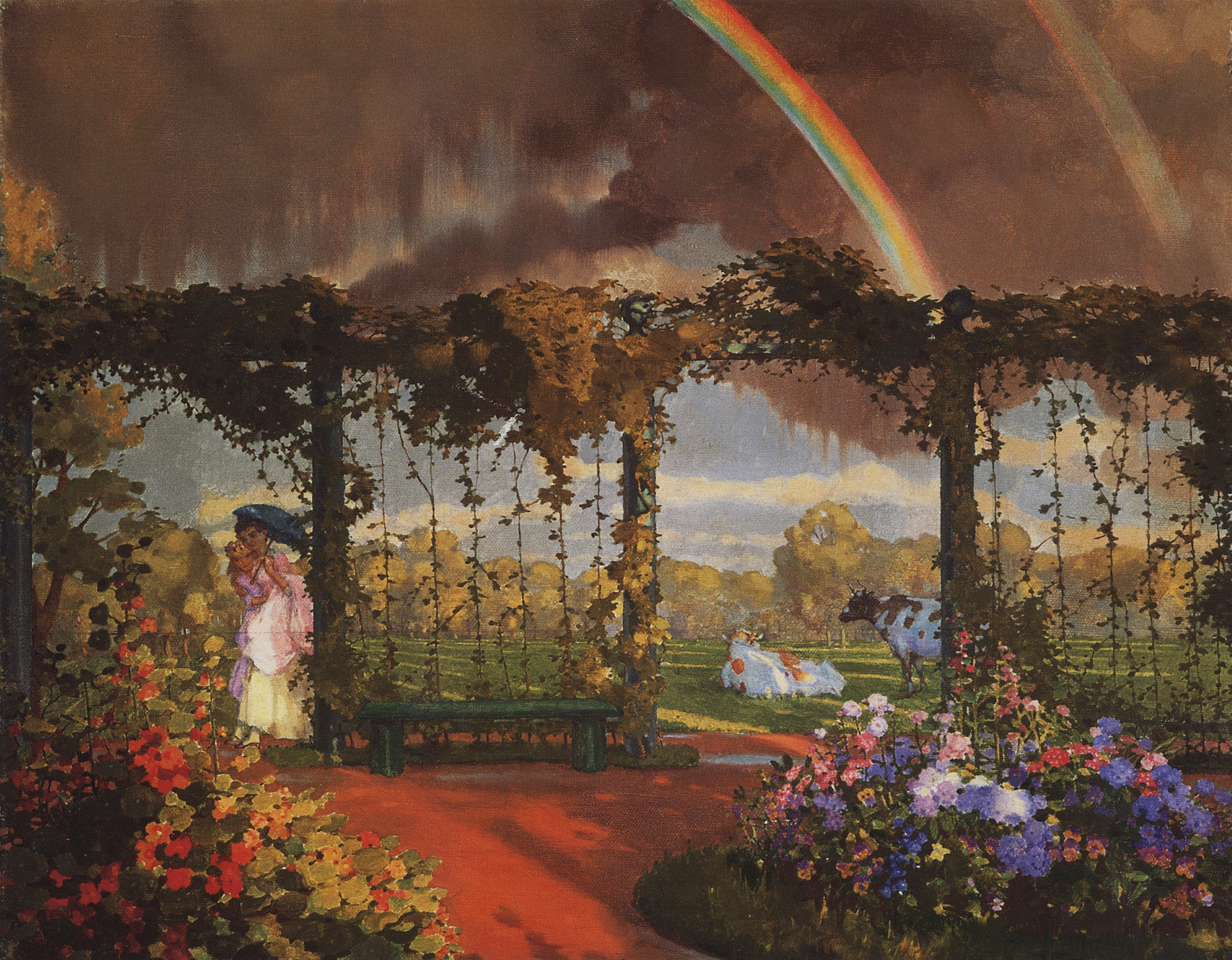 Сомов. Пейзаж с радугой. 1915