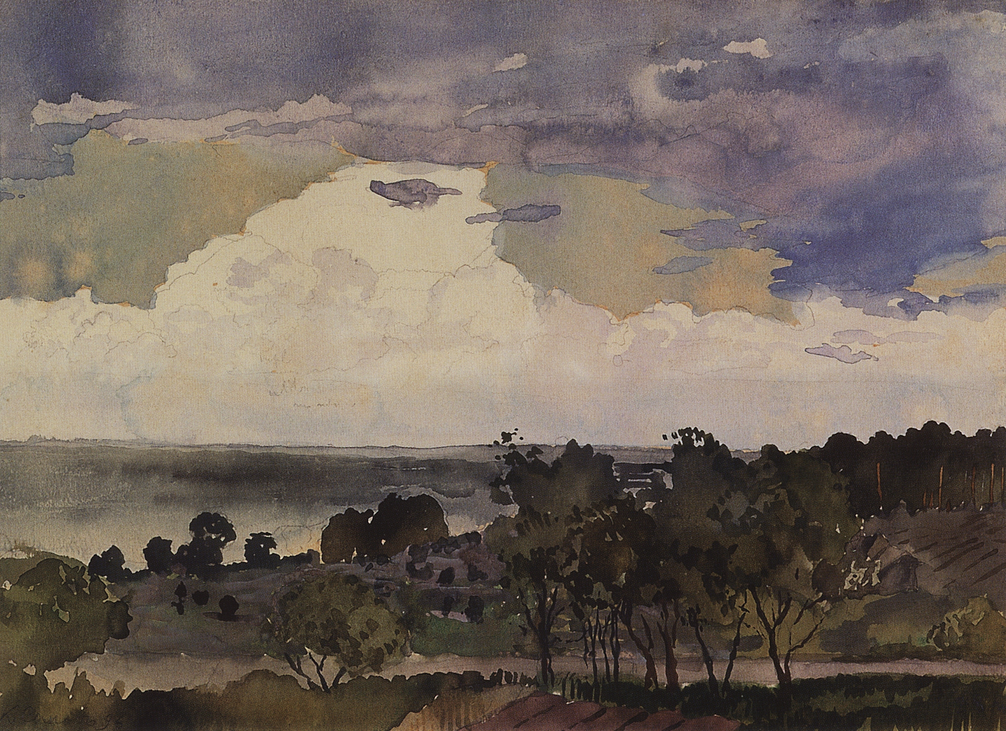 Сомов. Пейзаж с озером. 1896