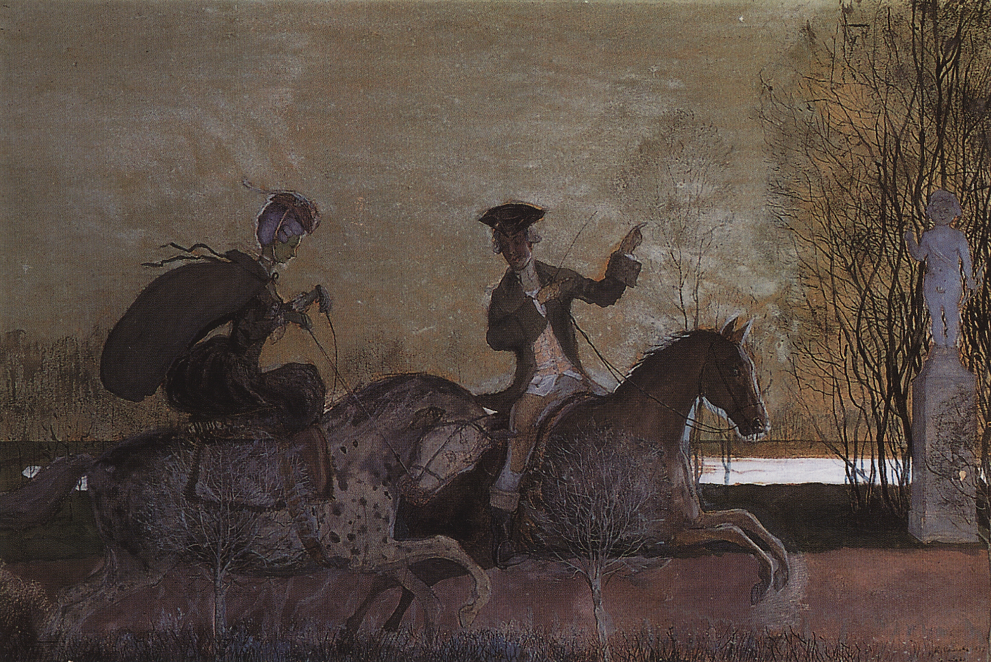 Сомов. Вечерняя прогулка верхом. 1897