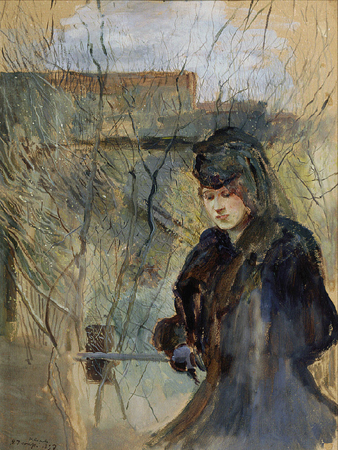 Сомов. Дама с весенним пейзажем. 1897