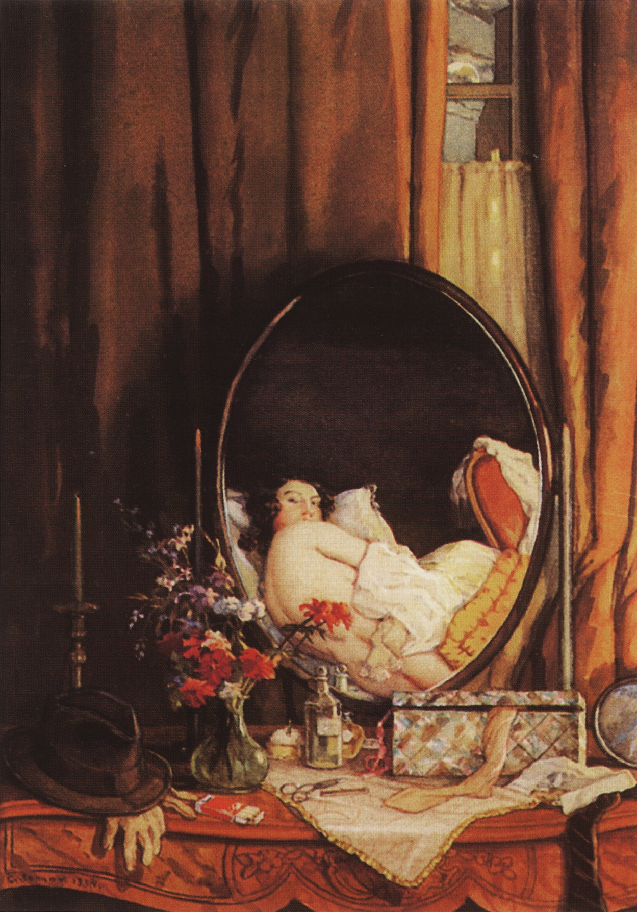 Сомов. Интимные отражения в зеркале на туалетном столике. 1934