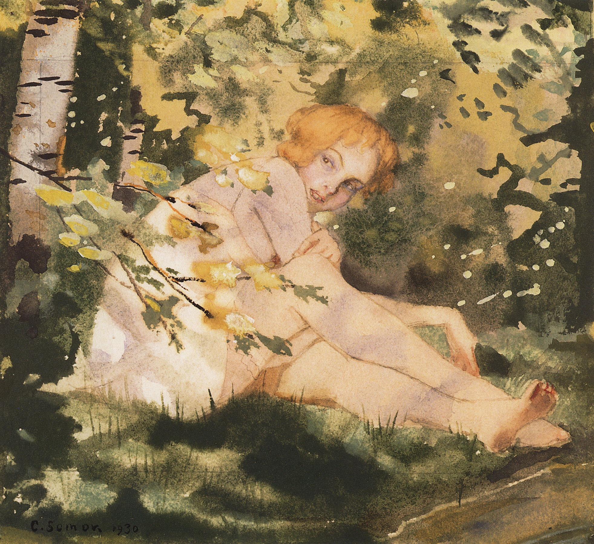 Сомов. Девушка на солнце. 1930
