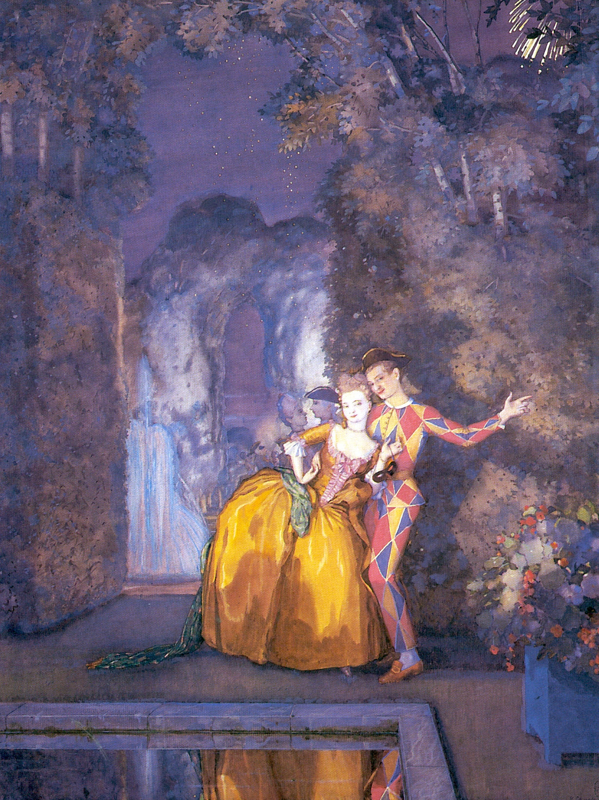 Сомов. Арлекин и дама (Фейерверк). 1912
