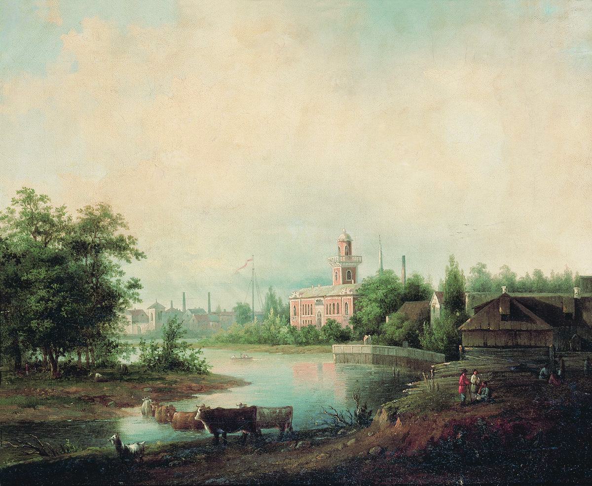 Иванов И.. Пейзаж с рекой. Екатерингоф. 1844