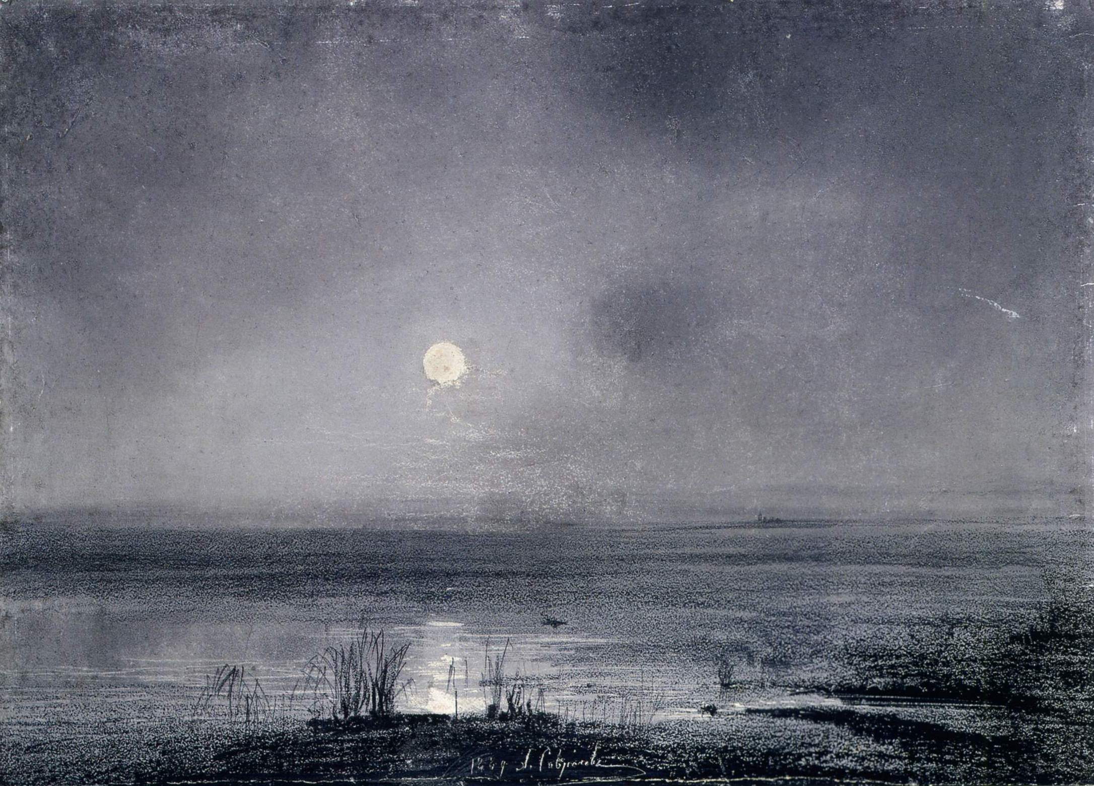 Саврасов. Лунная ночь на реке . 1889