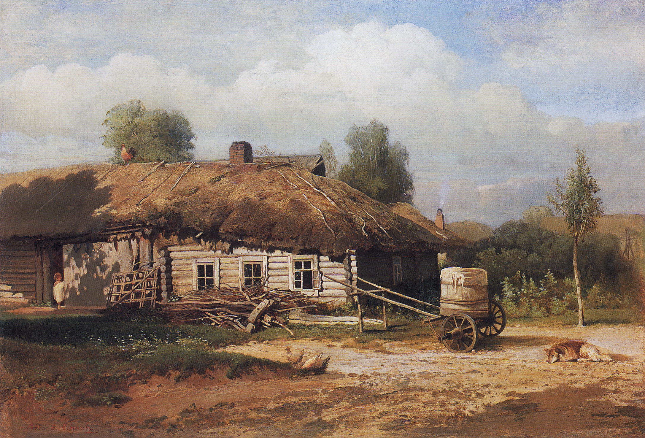 Саврасов. Пейзаж с избушкой. 1866