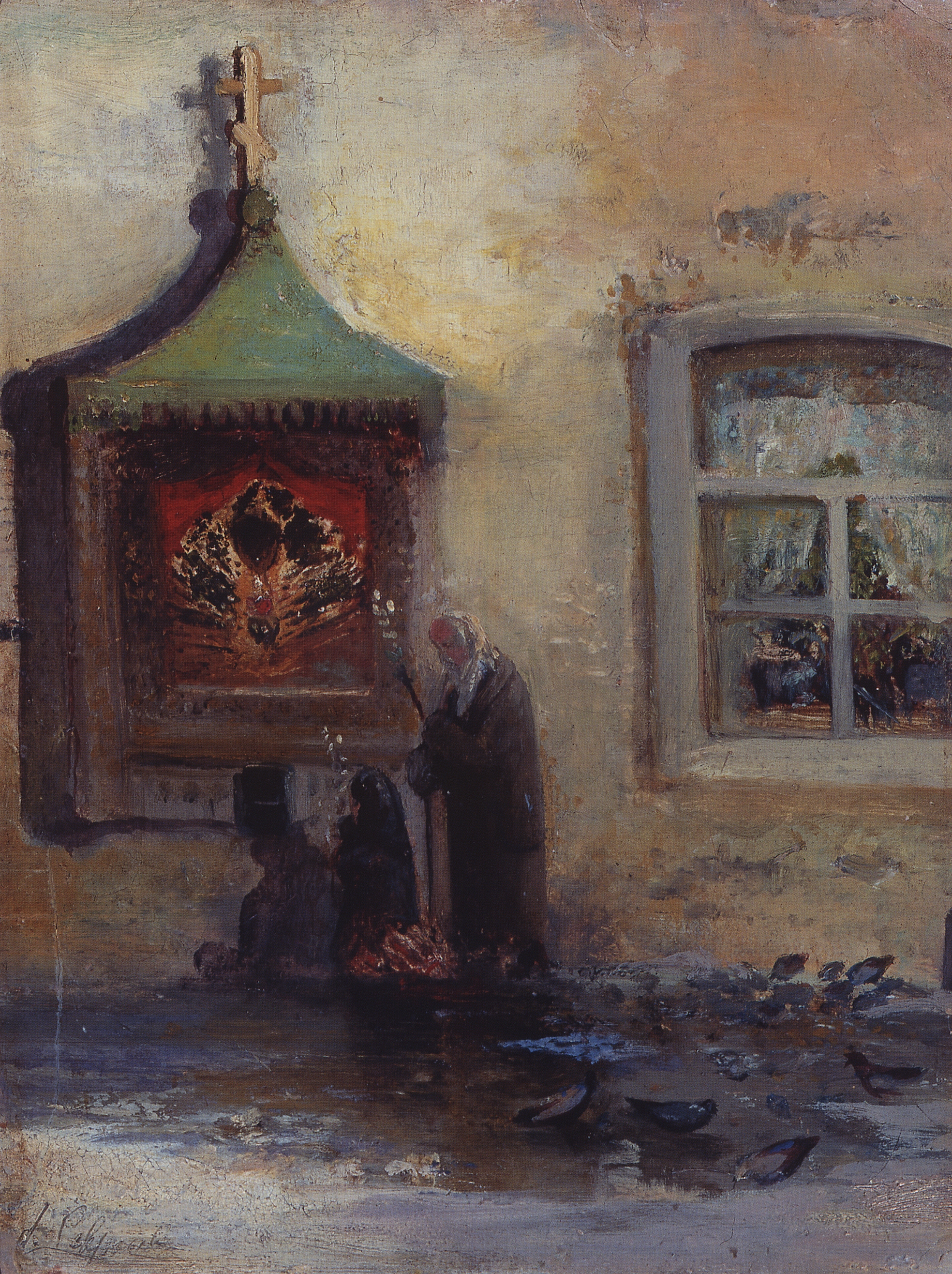 Саврасов. У иконы. Богомольцы. Конец 1870-х - начало 1880-х