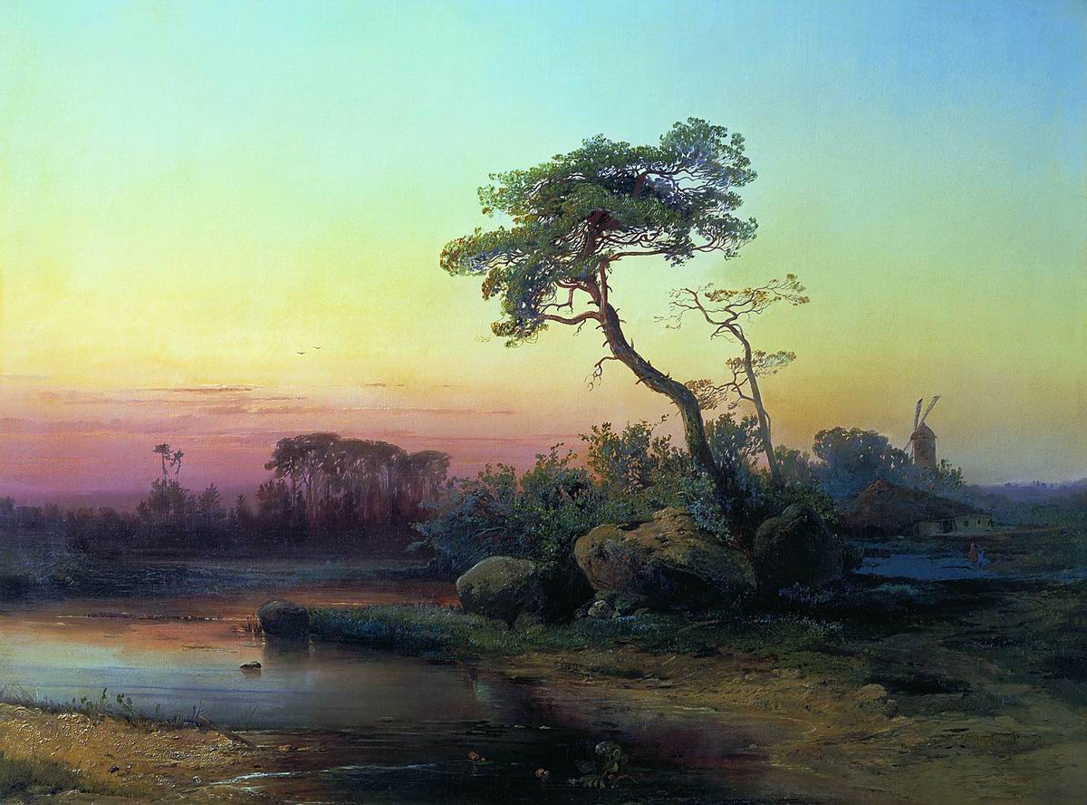 Саврасов. Пейзаж с сосной. 1854