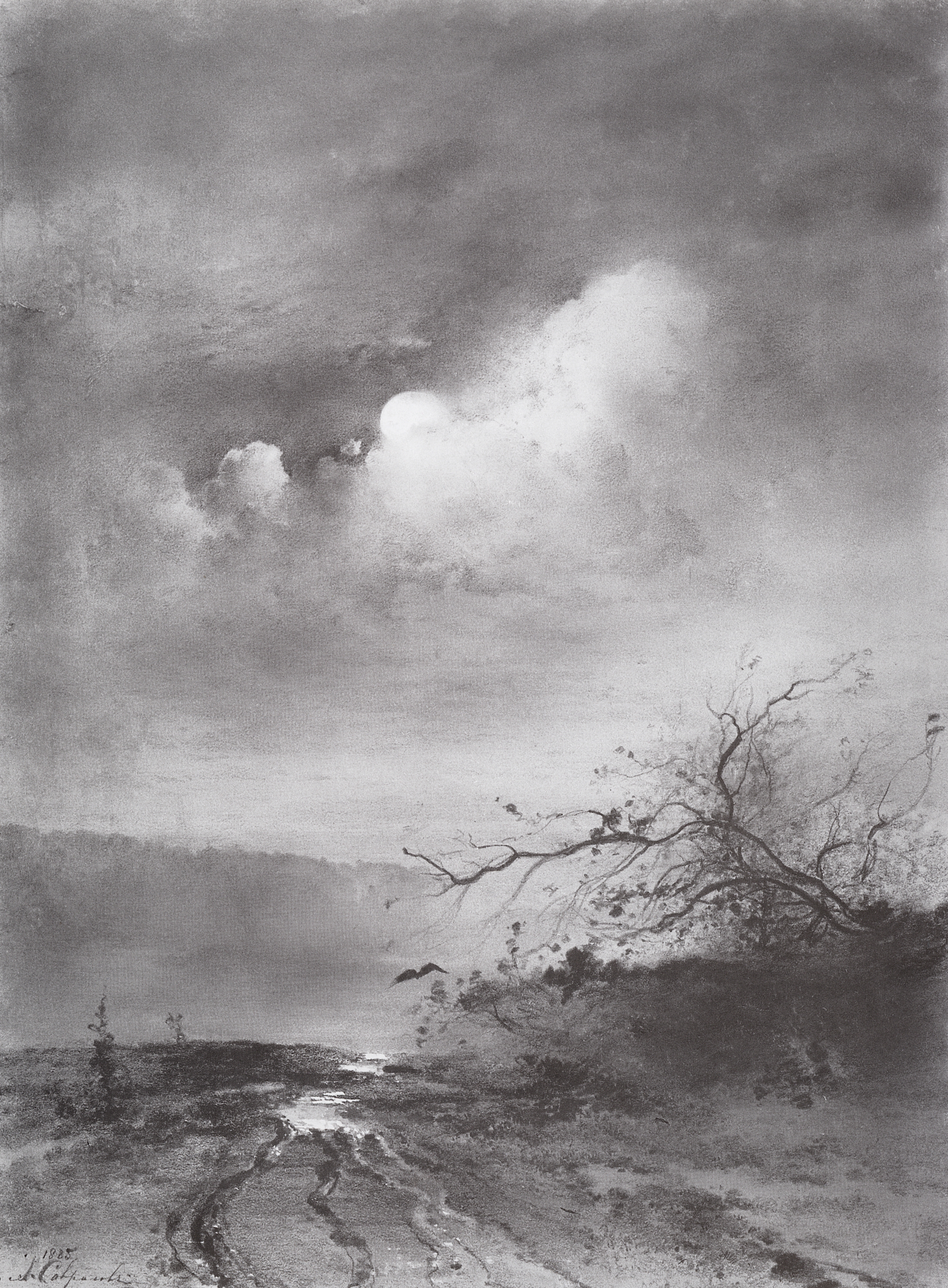Саврасов. Лунная ночь над рекой. 1885