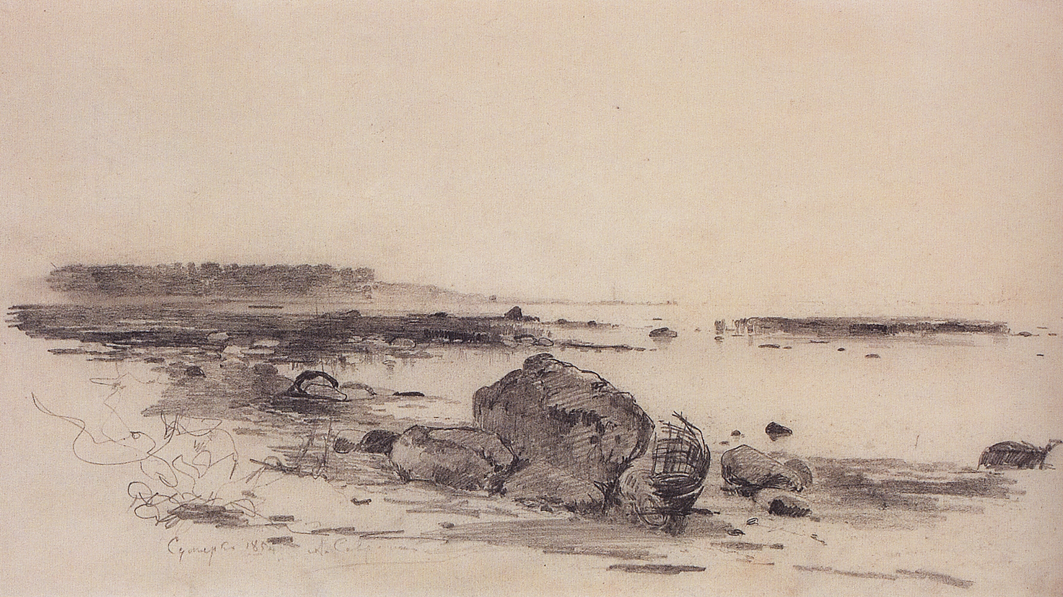 Саврасов. Берег моря. Сумерки. 1854