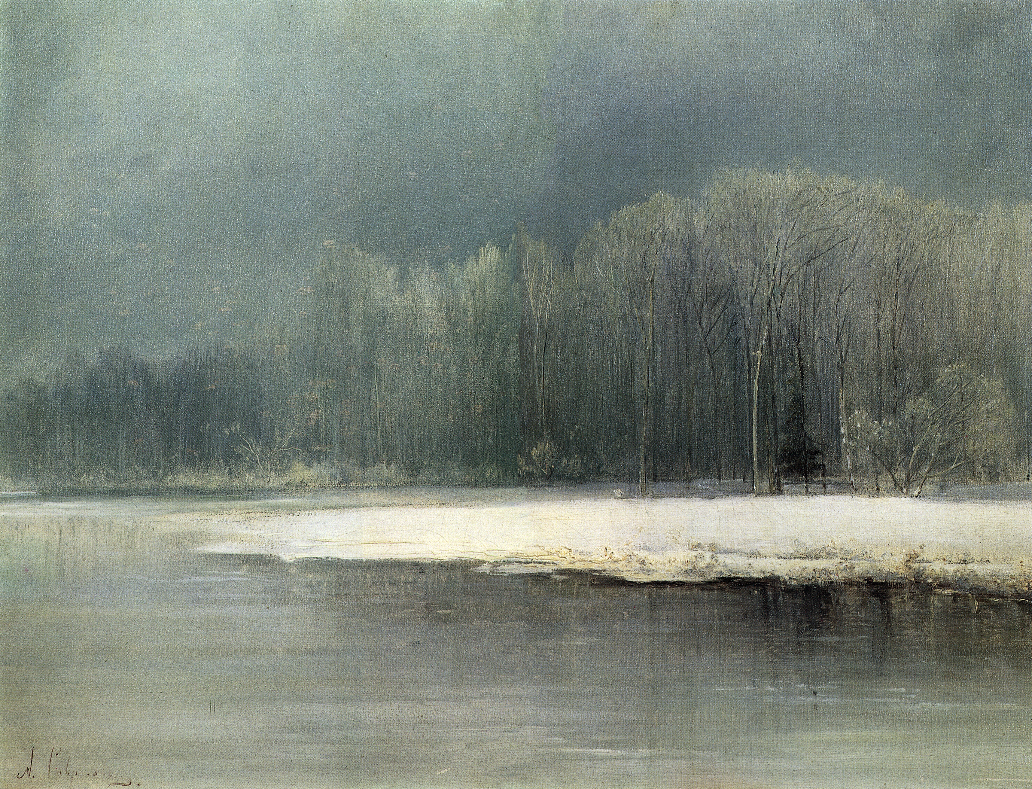 Саврасов. Зимний пейзаж. Иней. 1870-е