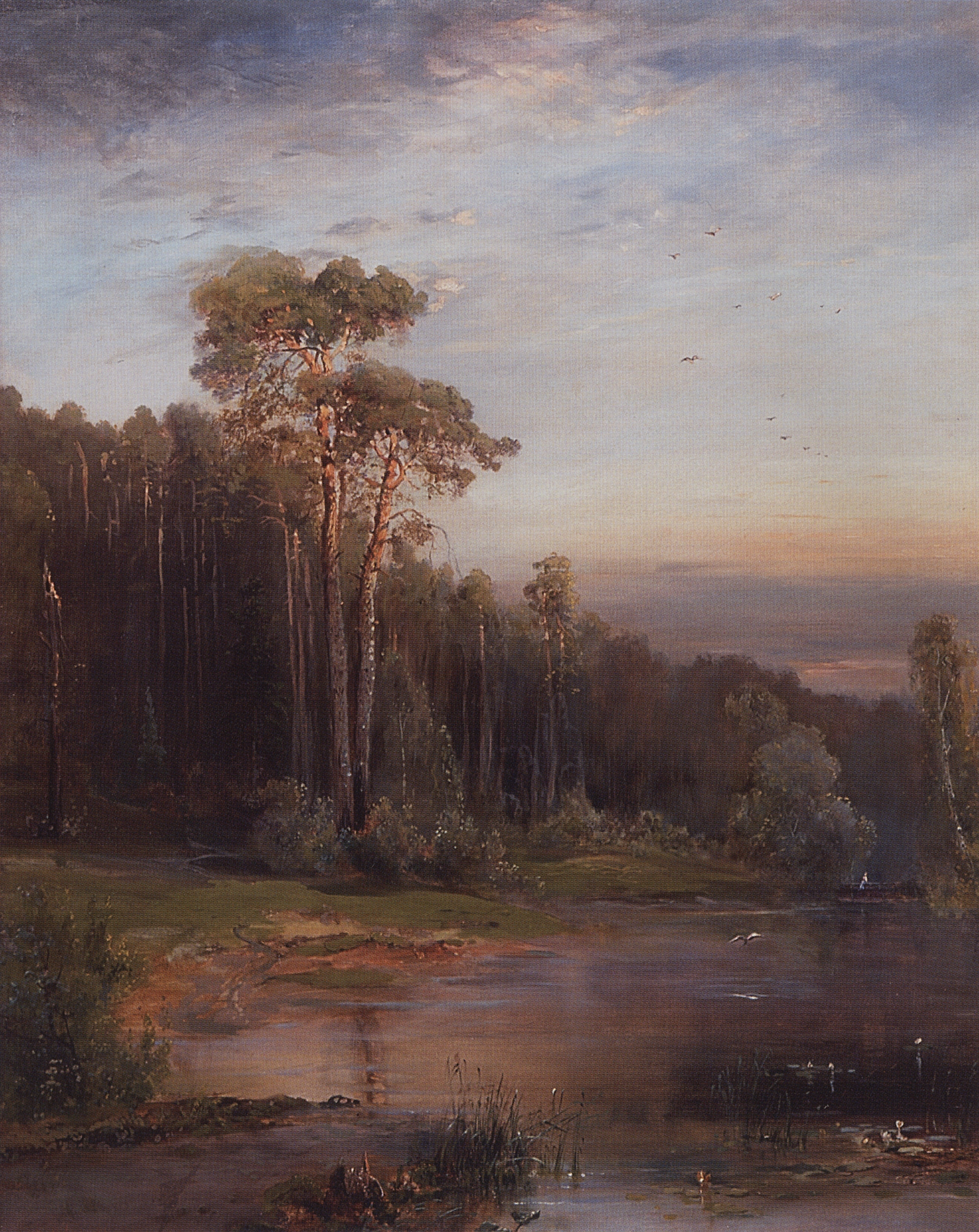 Саврасов. Летний пейзаж с соснами у реки. 1878