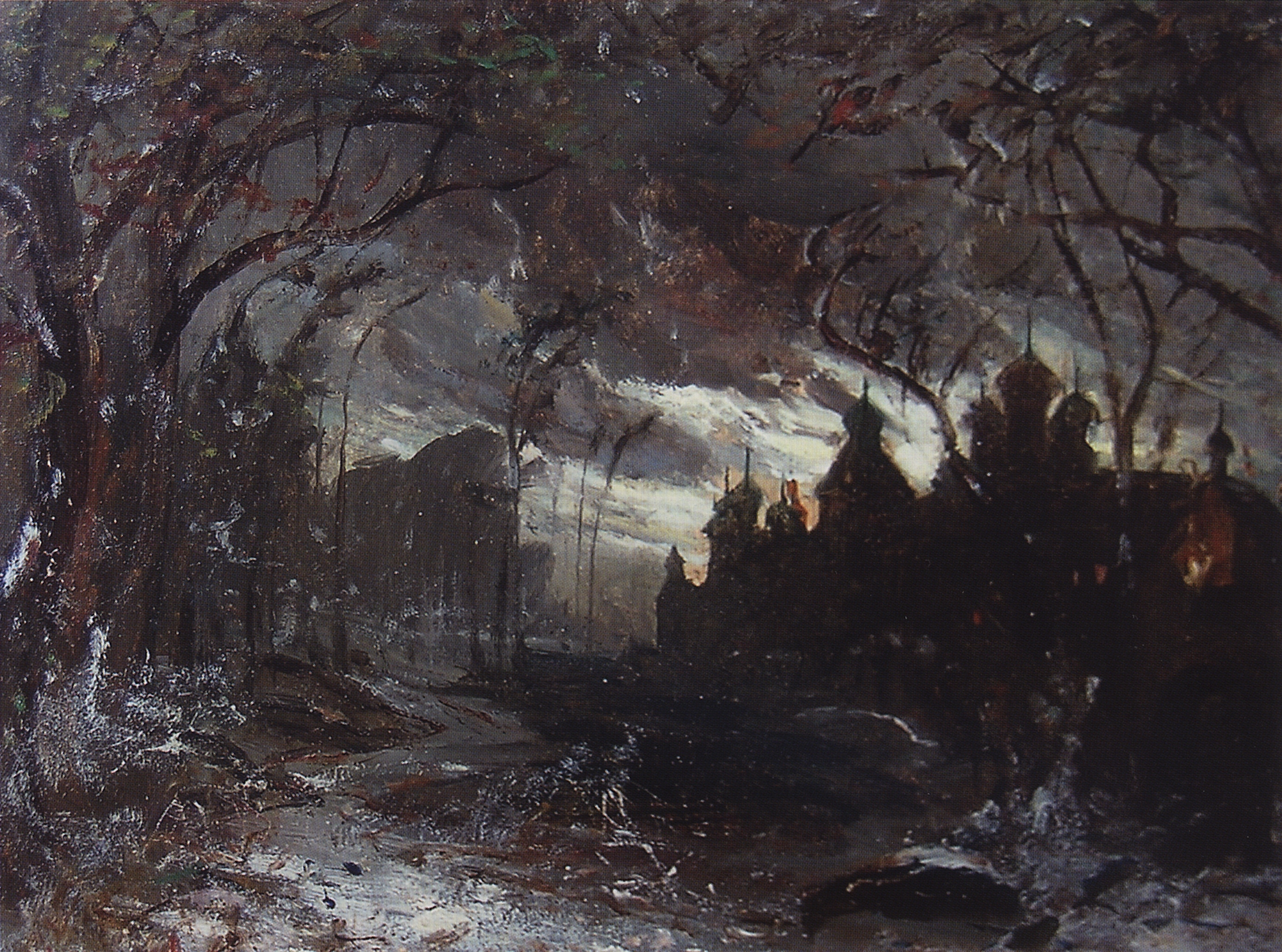 Саврасов. Ипатьевский монастырь в зимнюю ночь. 1870-е