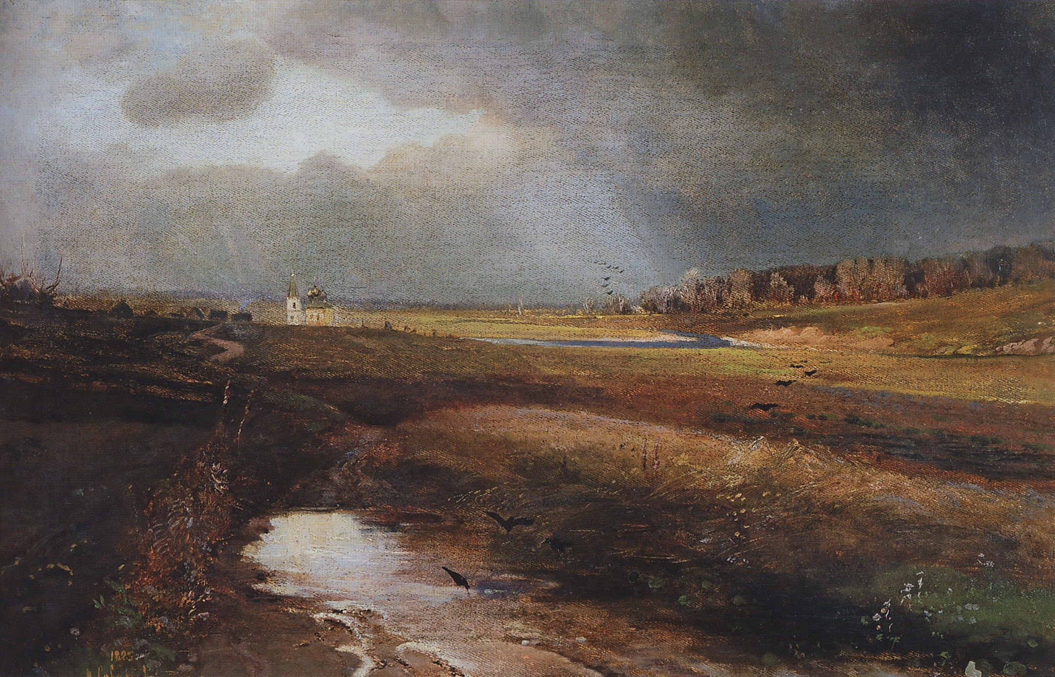 Саврасов. Пейзаж с церковью. 1885