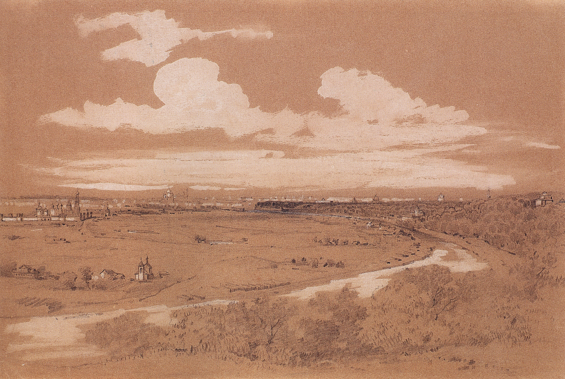 Саврасов. Вид Москвы с Воробьевых гор. 1850-е