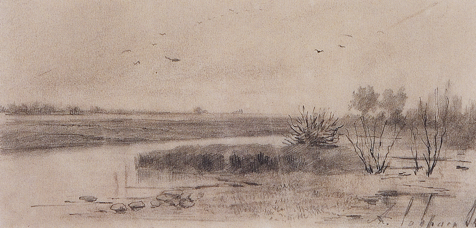 Саврасов. Заболоченная речка. 1875