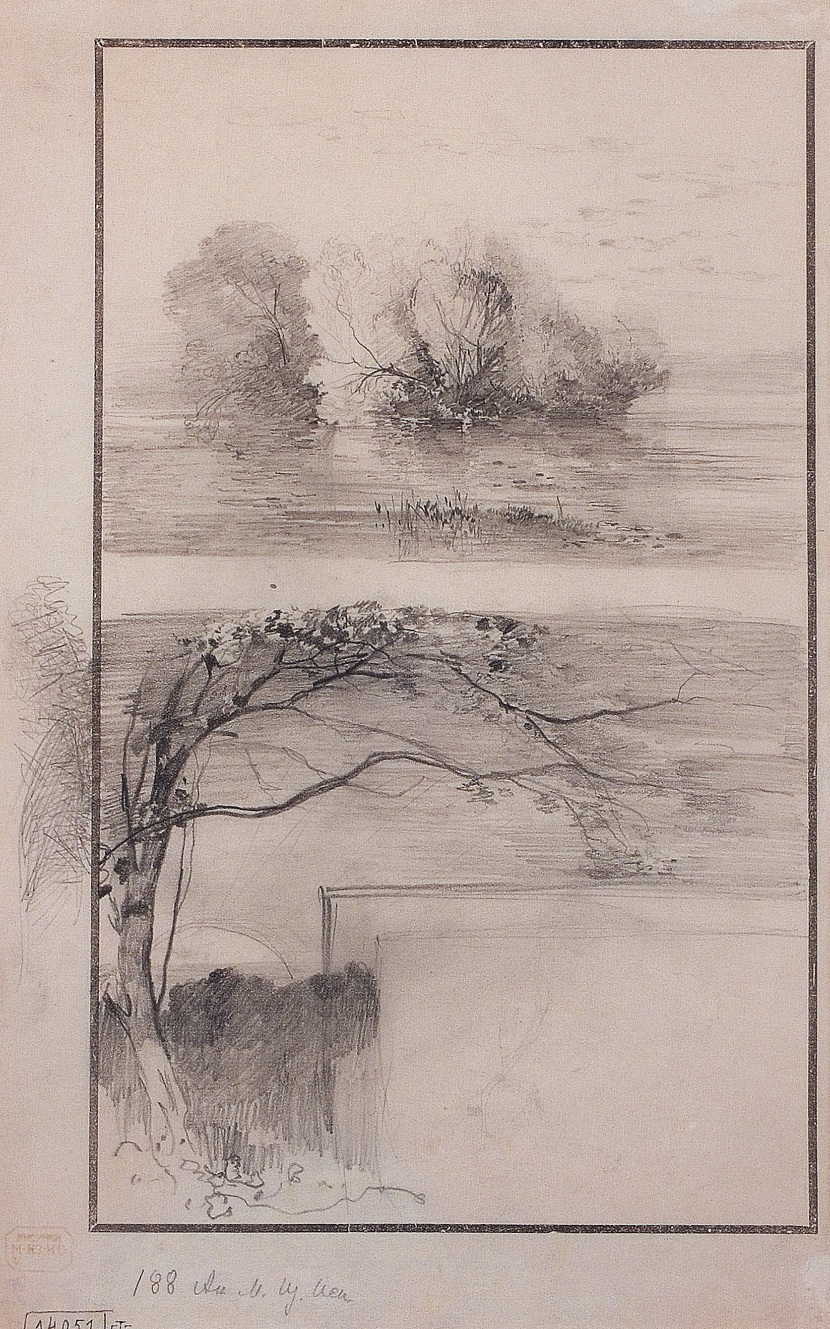 Саврасов. Деревья у воды. Ветви деревьев. 1870-е