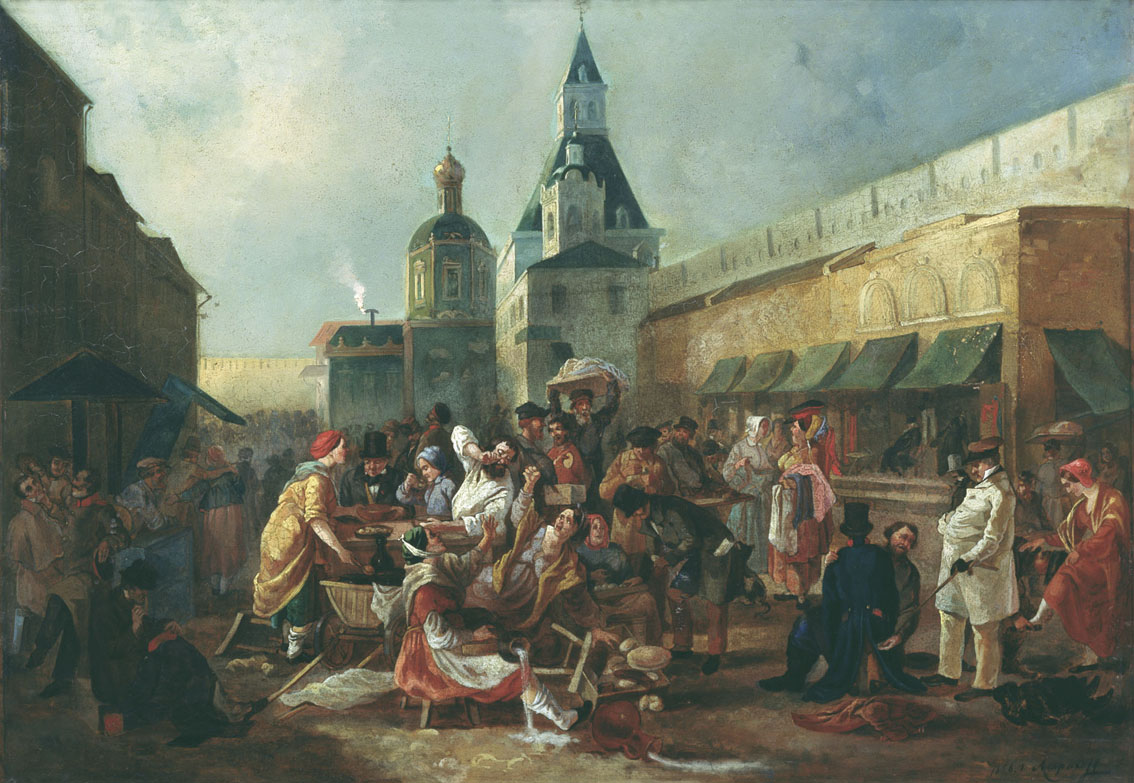 Астрахов. Обжорный ряд у Китайгородской стены в Москве. 1856