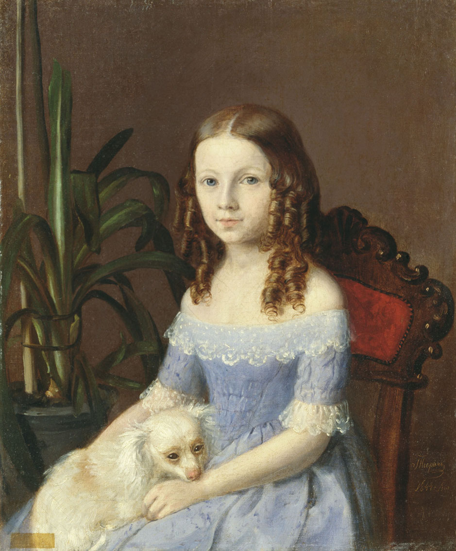 Тюрин П.. Портрет девочки в голубом платье. 1844