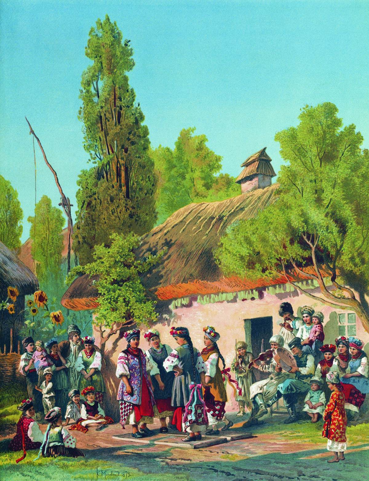 Маковский К.. Воскресный вечер в малороссийской деревне. 1879
