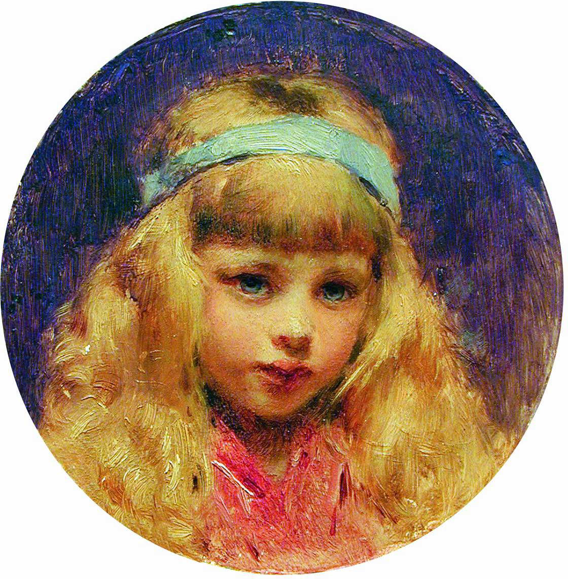 Маковский К.. Портрет девочки с голубой лентой в волосах. 1890-е