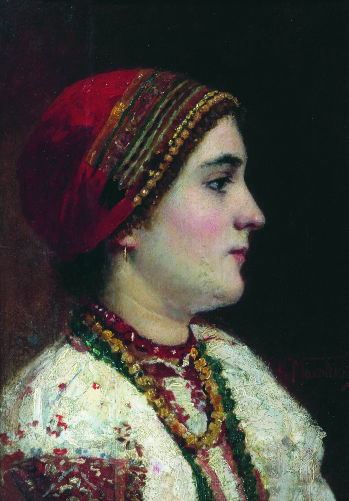 Маковский К.. Портрет девушки в украинском костюме. Вторая половина XIX века
