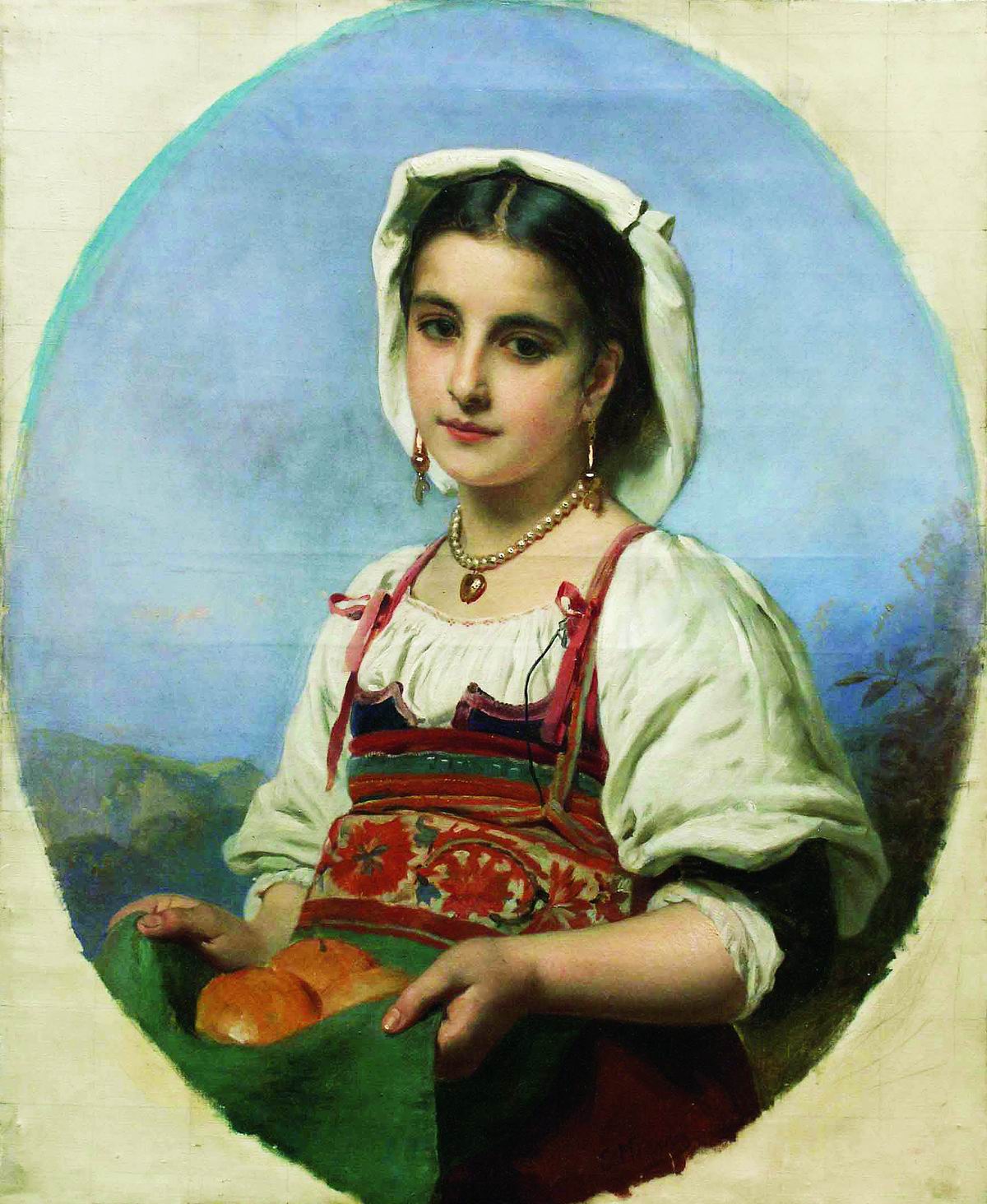 Маковский К.. Молодая итальянка с померанцами. Начало 1870-х