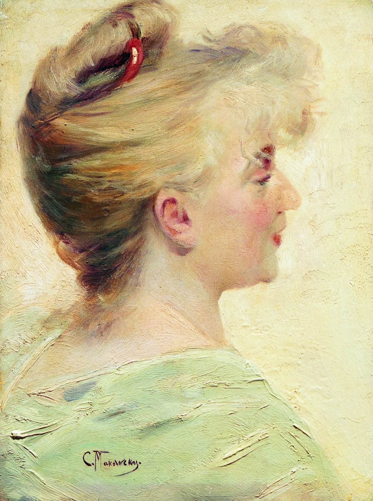 Маковский К.. Портрет молодой женщины в профиль. 1890-е