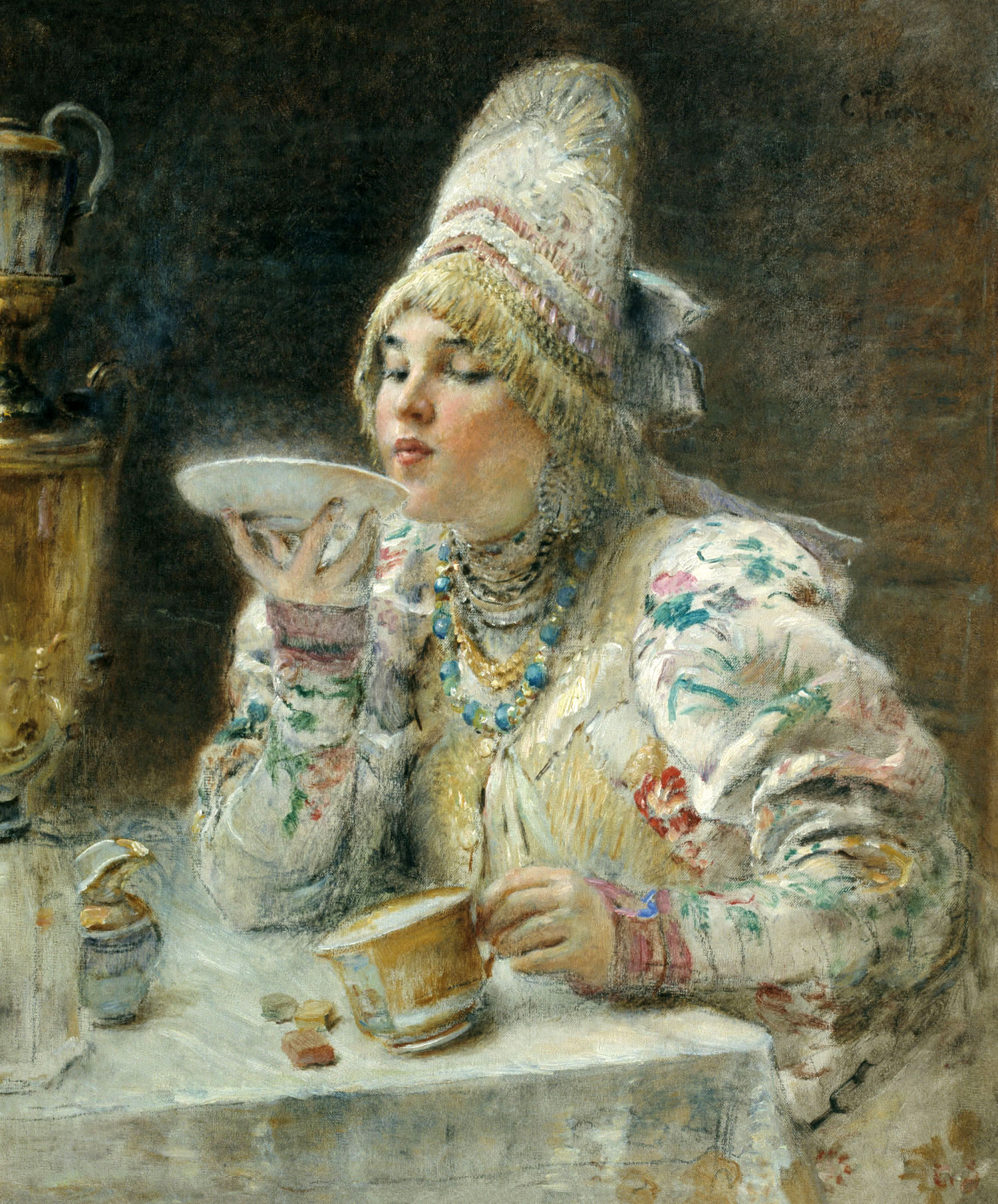 Маковский К.. За чаем. 1914