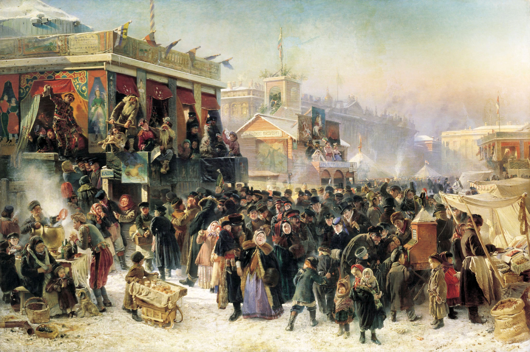 Маковский К.. Народное гулянье во время масленицы на Адмиралтейской площади в Петербурге. 1869