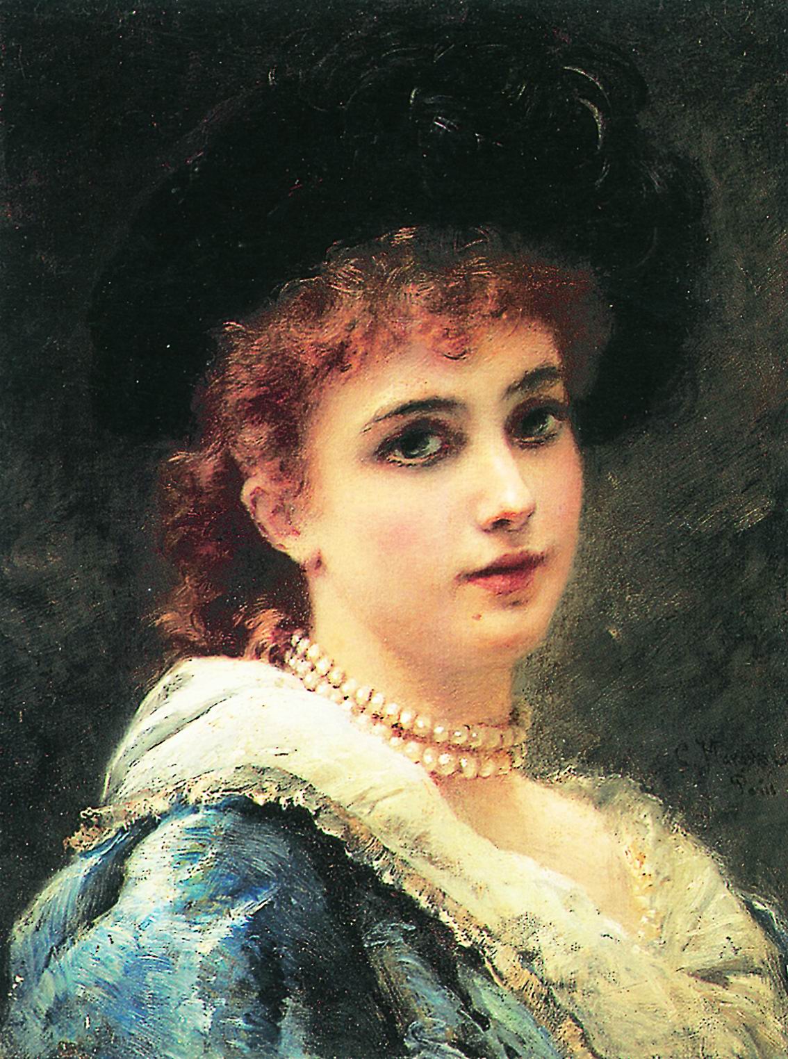 Маковский К.. Парижанка в жемчужном ожерелье. 1890-е