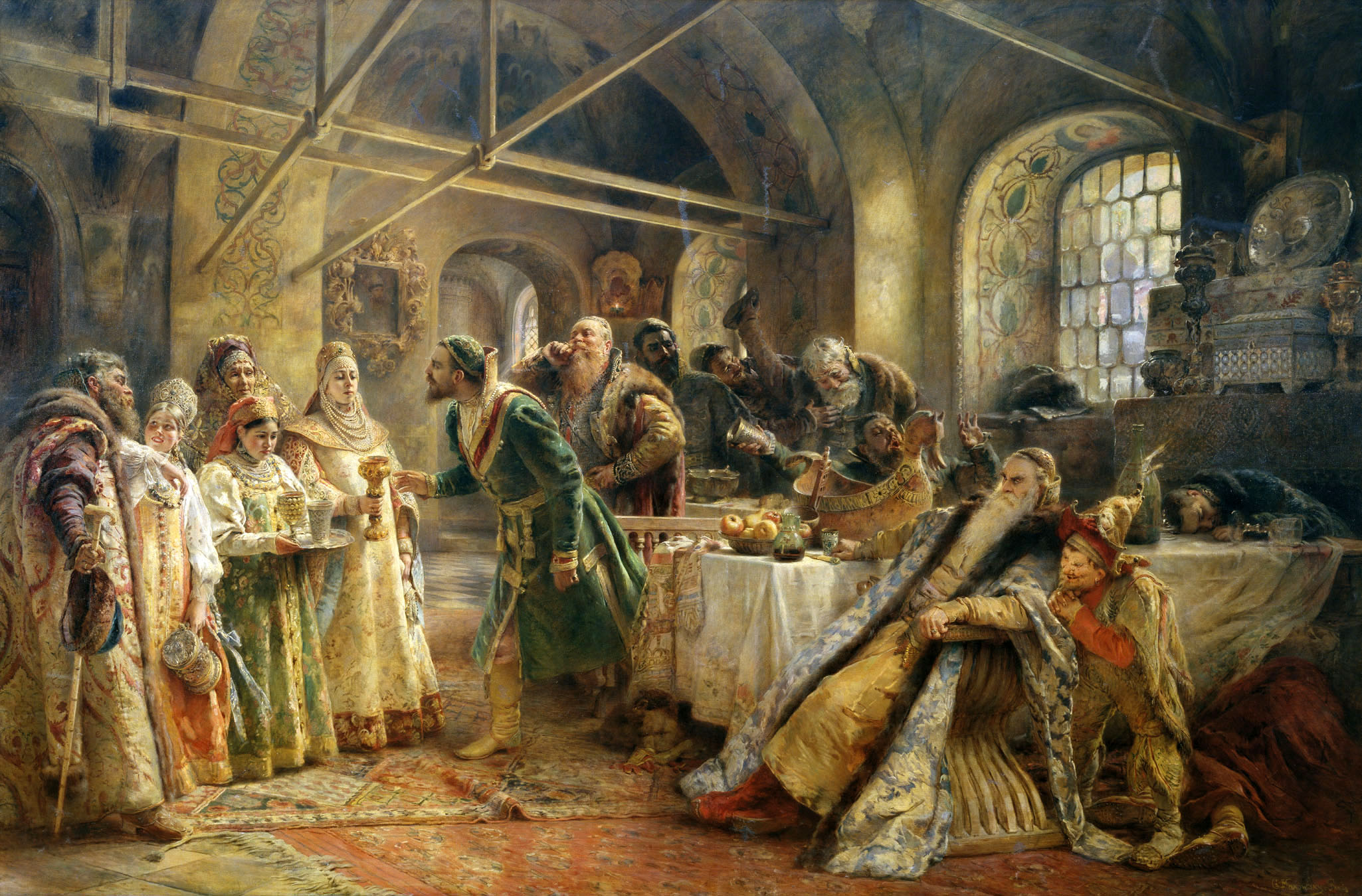 Маковский К.. Поцелуйный обряд (Пир у боярина Морозова). 1895