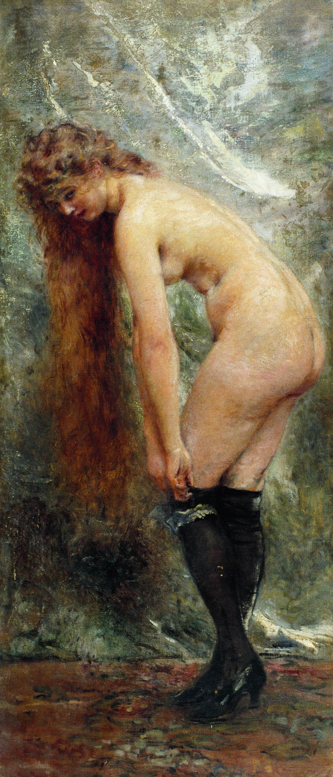 Маковский К.. Обнаженная в черных чулках. 1890-1900-е